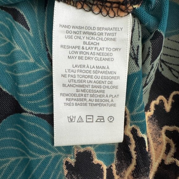 Free People Lucky Shirtee Black Bloom Green Floral Mesh Top Size S - Picture 12 of 13